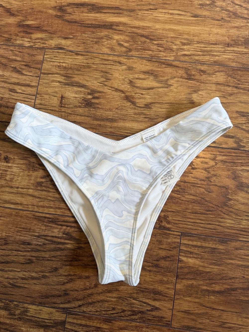 Abercrombie & Fitch Light Blue Marble-Print Bikini Bottom